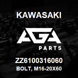 ZZ6100316060 Kawasaki BOLT, M16-20X60 | AGA Parts