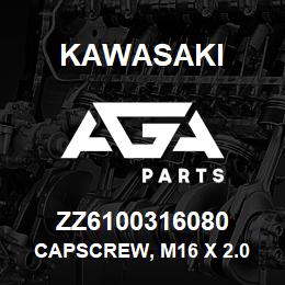 ZZ6100316080 Kawasaki CAPSCREW, M16 X 2.0 X 80 HEX | AGA Parts