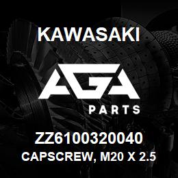 ZZ6100320040 Kawasaki CAPSCREW, M20 X 2.5 X 40 HEX | AGA Parts