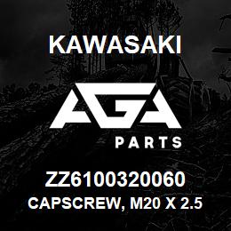 ZZ6100320060 Kawasaki CAPSCREW, M20 X 2.5 X 60 HEX | AGA Parts