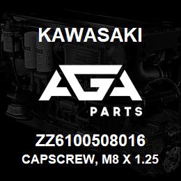 ZZ6100508016 Kawasaki CAPSCREW, M8 X 1.25 X 16 HEX | AGA Parts