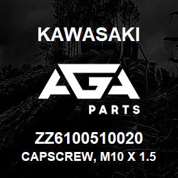 ZZ6100510020 Kawasaki CAPSCREW, M10 X 1.5 X 20 HEX | AGA Parts