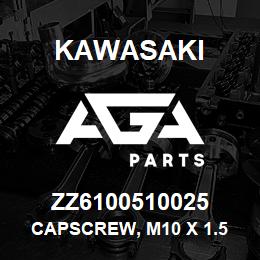 ZZ6100510025 Kawasaki CAPSCREW, M10 X 1.5 X 25 HEX | AGA Parts