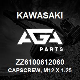 ZZ6100612060 Kawasaki CAPSCREW, M12 X 1.25F X 60 HEX | AGA Parts