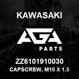 ZZ6101910030 Kawasaki CAPSCREW, M10 X 1.5 X 30 HEX | AGA Parts