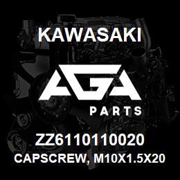 ZZ6110110020 Kawasaki CAPSCREW, M10X1.5X20 SOCKET HD | AGA Parts