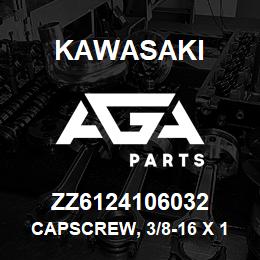 ZZ6124106032 Kawasaki CAPSCREW, 3/8-16 X 1-1/4 HEX | AGA Parts