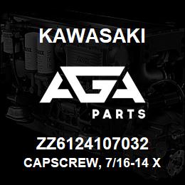 ZZ6124107032 Kawasaki CAPSCREW, 7/16-14 X 1-1/4 HEX | AGA Parts