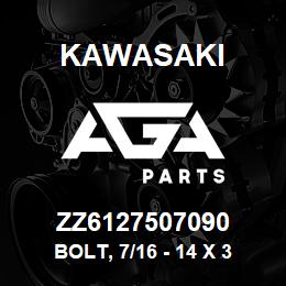 ZZ6127507090 Kawasaki BOLT, 7/16 - 14 X 3 1/2 | AGA Parts