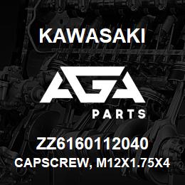 ZZ6160112040 Kawasaki CAPSCREW, M12X1.75X40 FLAT SOC | AGA Parts