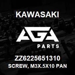 ZZ6225651310 Kawasaki SCREW, M3X.5X10 PAN PHIL M/S | AGA Parts