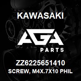 ZZ6225651410 Kawasaki SCREW, M4X.7X10 PHIL M/S | AGA Parts