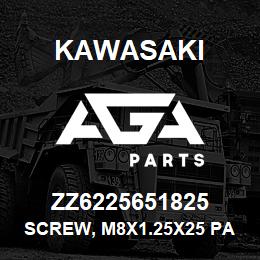 ZZ6225651825 Kawasaki SCREW, M8X1.25X25 PAN PHIL M/S | AGA Parts