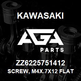 ZZ6225751412 Kawasaki SCREW, M4X.7X12 FLAT PHIL M/S | AGA Parts