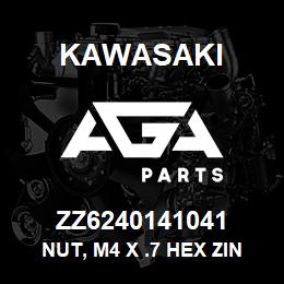 ZZ6240141041 Kawasaki NUT, M4 X .7 HEX ZINC | AGA Parts