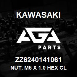 ZZ6240141061 Kawasaki NUT, M6 X 1.0 HEX CL8 ZINC | AGA Parts