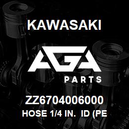 ZZ6704006000 Kawasaki HOSE 1/4 IN. ID (PER METER) | AGA Parts