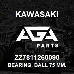 ZZ7811260090 Kawasaki BEARING, BALL 75 MM. | AGA Parts