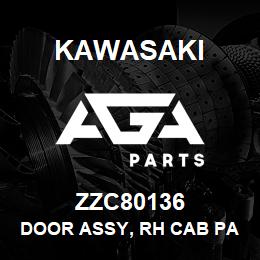 ZZC80136 Kawasaki DOOR ASSY, RH CAB PALM | AGA Parts