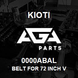 0000ABAL Kioti BELT FOR 72 INCH V | AGA Parts