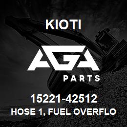 15221-42512 Kioti HOSE 1, FUEL OVERFLOW V | AGA Parts