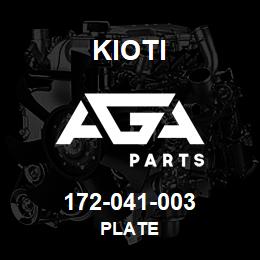 172-041-003 Kioti PLATE | AGA Parts