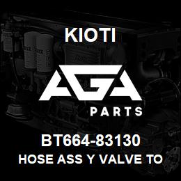 BT664-83130 Kioti HOSE ASS Y VALVE TO DIPPER CYL | AGA Parts