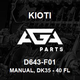 D643-F01 Kioti MANUAL, DK35 - 40 FLAT RATE | AGA Parts