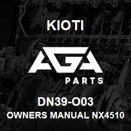 DN39-O03 Kioti OWNERS MANUAL NX4510/5010/5510/6010 DNR V | AGA Parts