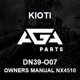 DN39-O07 Kioti OWNERS MANUAL NX4510/5010/5510 V | AGA Parts