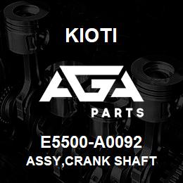 E5500-A0092 Kioti ASSY,CRANK SHAFT | AGA Parts