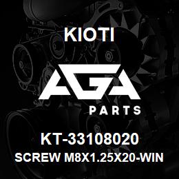 KT-33108020 Kioti SCREW M8X1.25X20-WING BOLT | AGA Parts