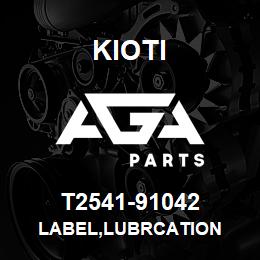 T2541-91042 Kioti LABEL,LUBRCATION | AGA Parts