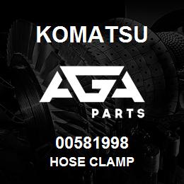00581998 Komatsu HOSE CLAMP | AGA Parts