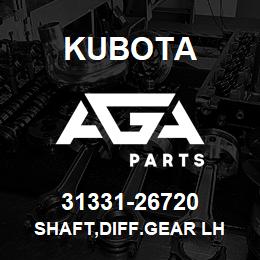 31331-26720 Kubota SHAFT,DIFF.GEAR LH | AGA Parts