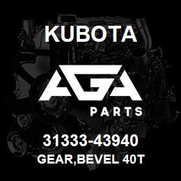 31333-43940 Kubota GEAR,BEVEL 40T | AGA Parts