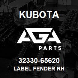 32330-65620 Kubota LABEL FENDER RH | AGA Parts