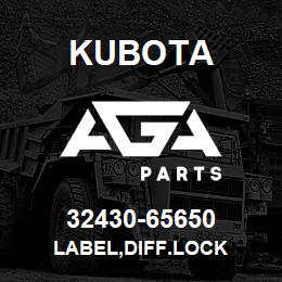 32430-65650 Kubota LABEL,DIFF.LOCK | AGA Parts