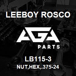 LB115-3 Leeboy Rosco NUT,HEX,.375-24 | AGA Parts