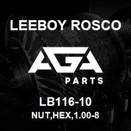 LB116-10 Leeboy Rosco NUT,HEX,1.00-8 | AGA Parts