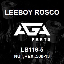 LB116-5 Leeboy Rosco NUT,HEX,.500-13 | AGA Parts