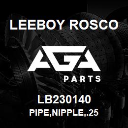 LB230140 Leeboy Rosco PIPE,NIPPLE,.25 | AGA Parts