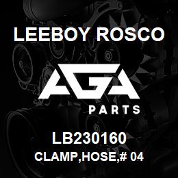 LB230160 Leeboy Rosco CLAMP,HOSE,# 04 | AGA Parts