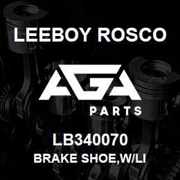 LB340070 Leeboy Rosco BRAKE SHOE,W/LI | AGA Parts