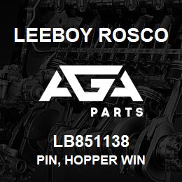 LB851138 Leeboy Rosco PIN, HOPPER WIN | AGA Parts