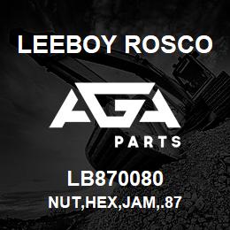 LB870080 Leeboy Rosco NUT,HEX,JAM,.87 | AGA Parts