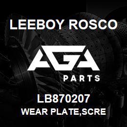 LB870207 Leeboy Rosco WEAR PLATE,SCRE | AGA Parts