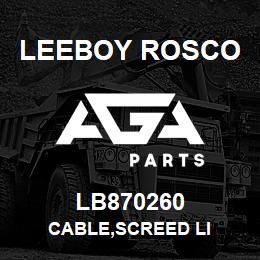 LB870260 Leeboy Rosco CABLE,SCREED LI | AGA Parts