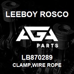 LB870289 Leeboy Rosco CLAMP,WIRE ROPE | AGA Parts