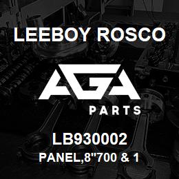 LB930002 Leeboy Rosco PANEL,8'700 & 1 | AGA Parts